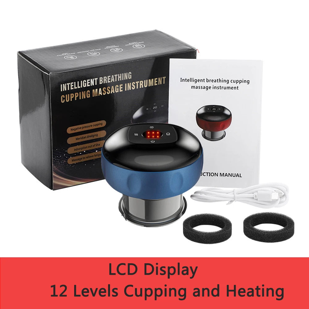 6 /12 Gear Intelligent Vacuum Cupping Massage Device Electric Heating Scraping Suction Cups Physical Fatigue Relieve Guasha Cans